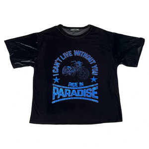 Zara W/B Tribute Ride In Paradise Velvet Oversized Tee Shirt
